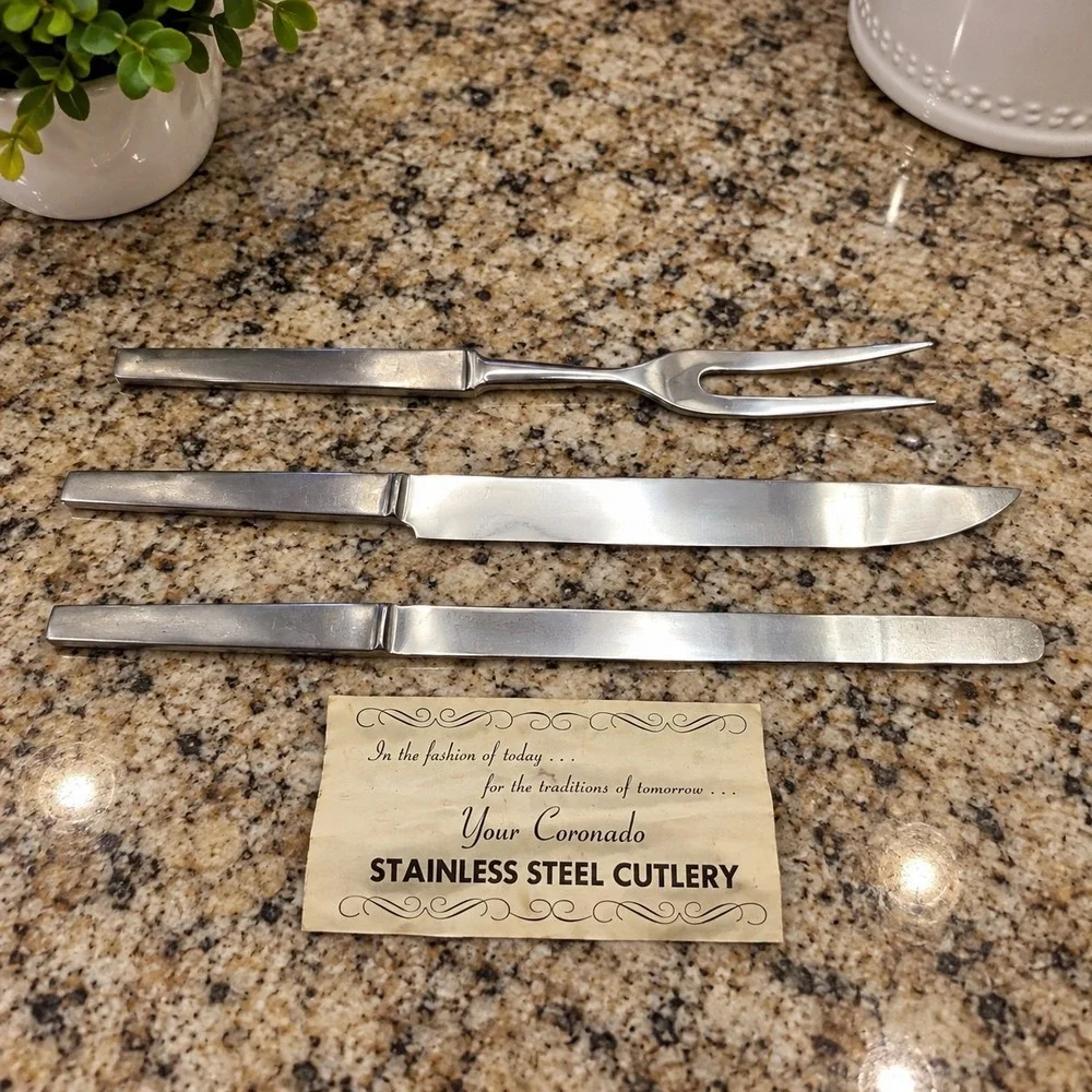 Coronado Stainless Steel Cutlery 3 Pc Serving Set Made In Italy